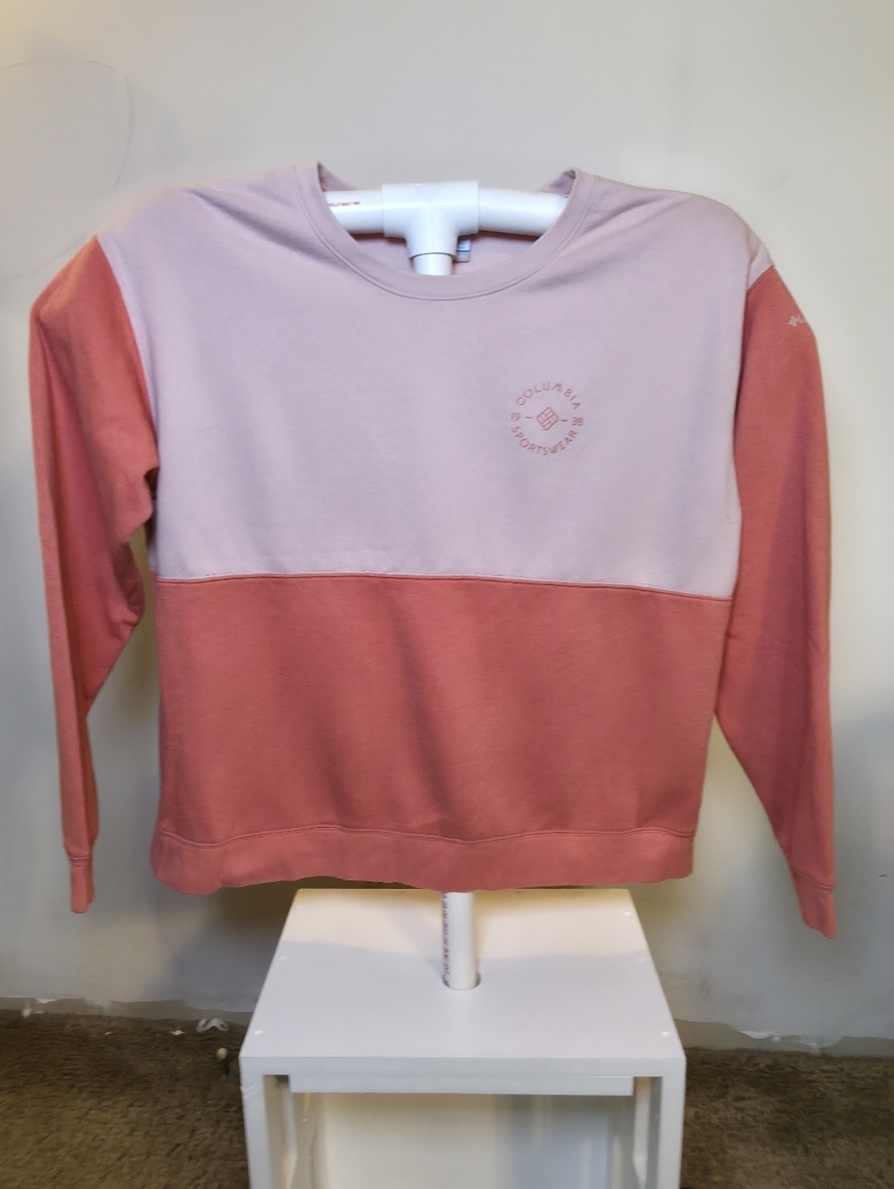 Columbia Light Pink & Coral Crewneck with Subtle Logo